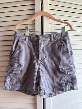 Boys’ Blue & White Striped Cargo Shorts